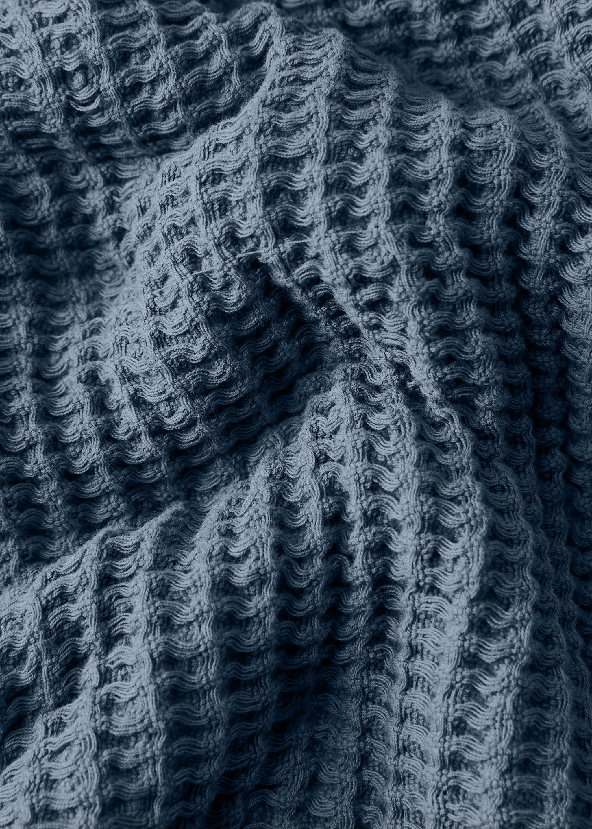 Manta waffle de algodão com acabamento de franjas - Pormenor do artigo 2, Azul. Ref: 27061517-00.