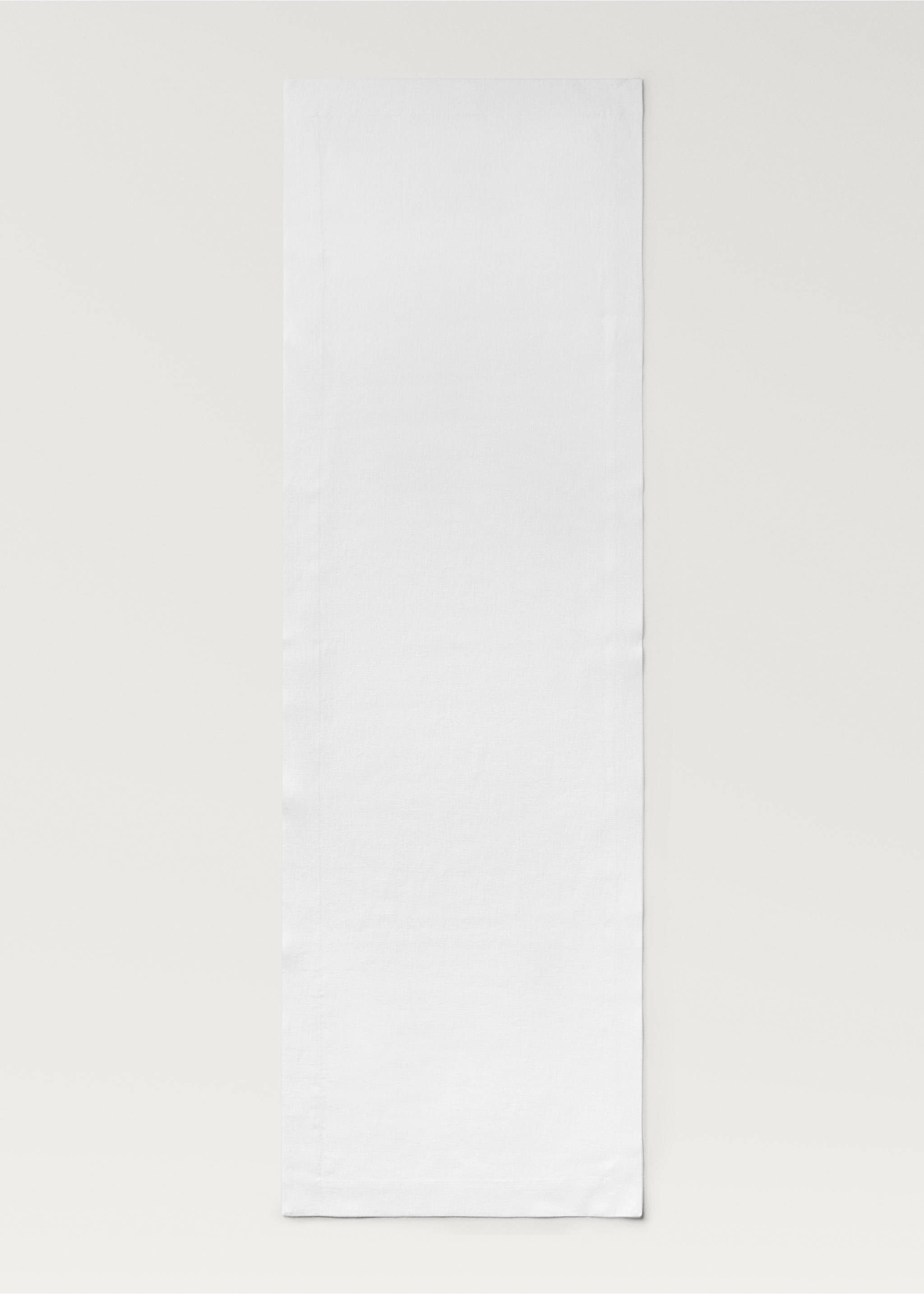 Linen table runner - Details of the article 2, White. Ref: 27061520-00.