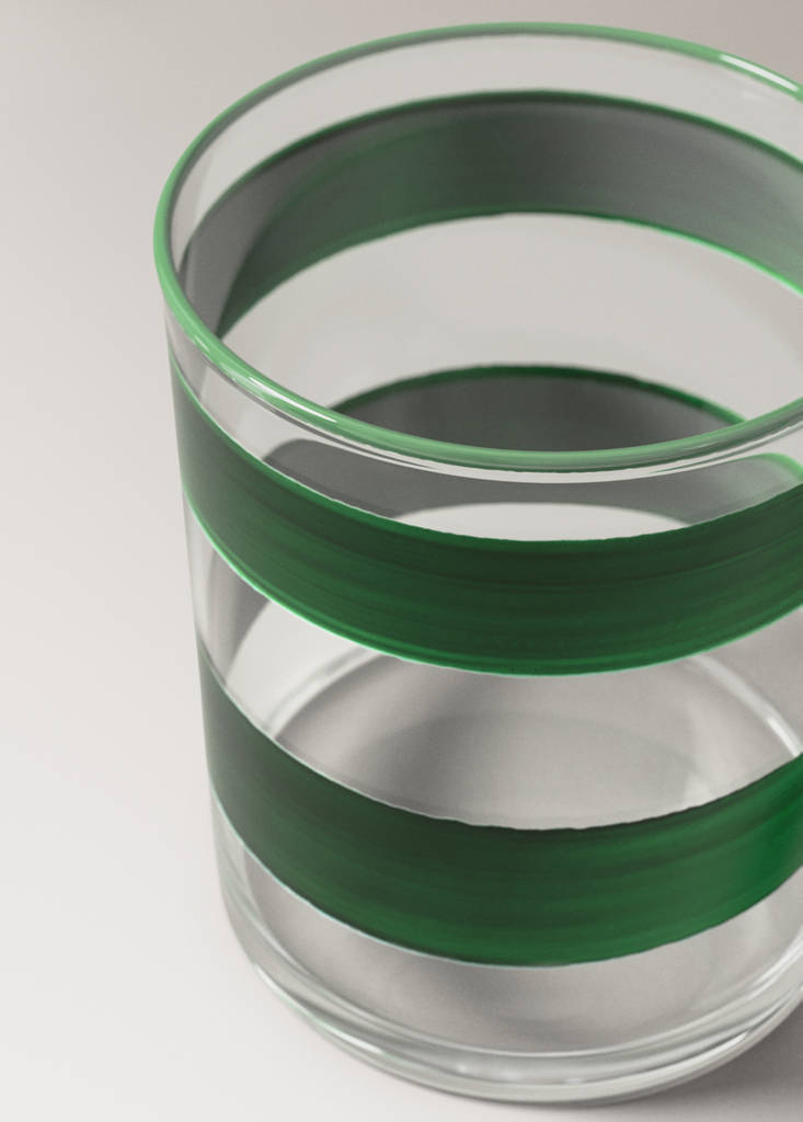 Striped glass vase — Green