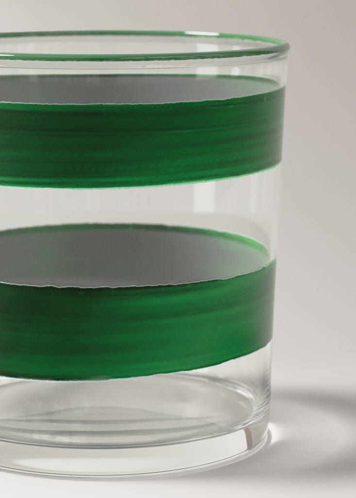 Striped glass vase — Green