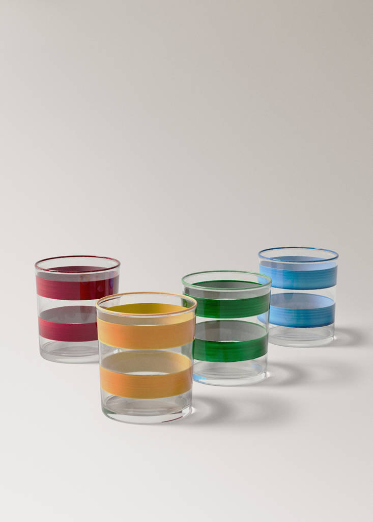 Striped glass vase — Green