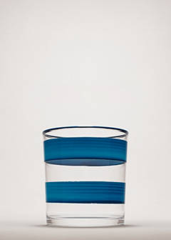 Striped glass vase — Blue 1
