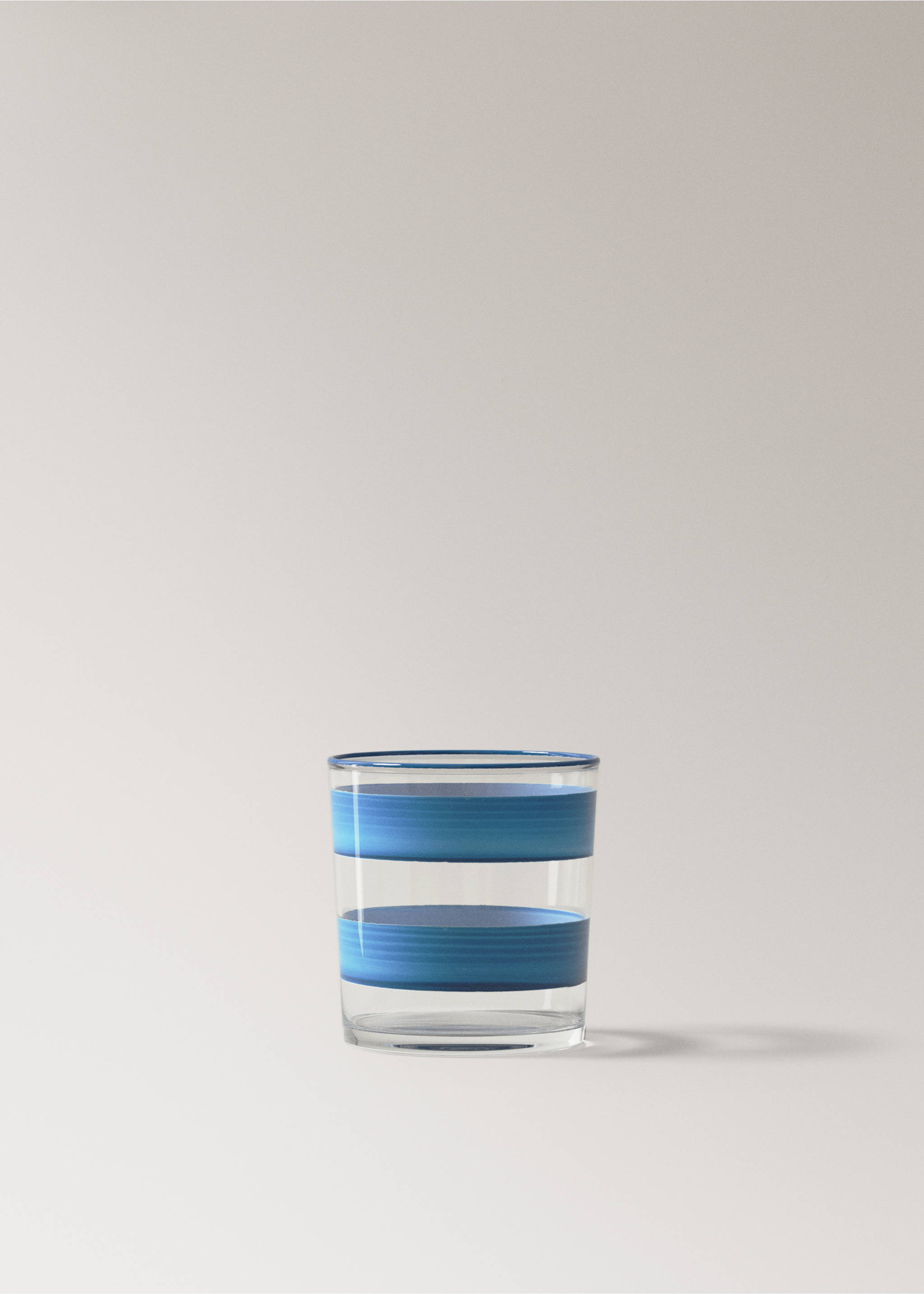 Copo de vidro com riscas de cor - Artigo sem modelo, Azul. Ref: 27061524-00.