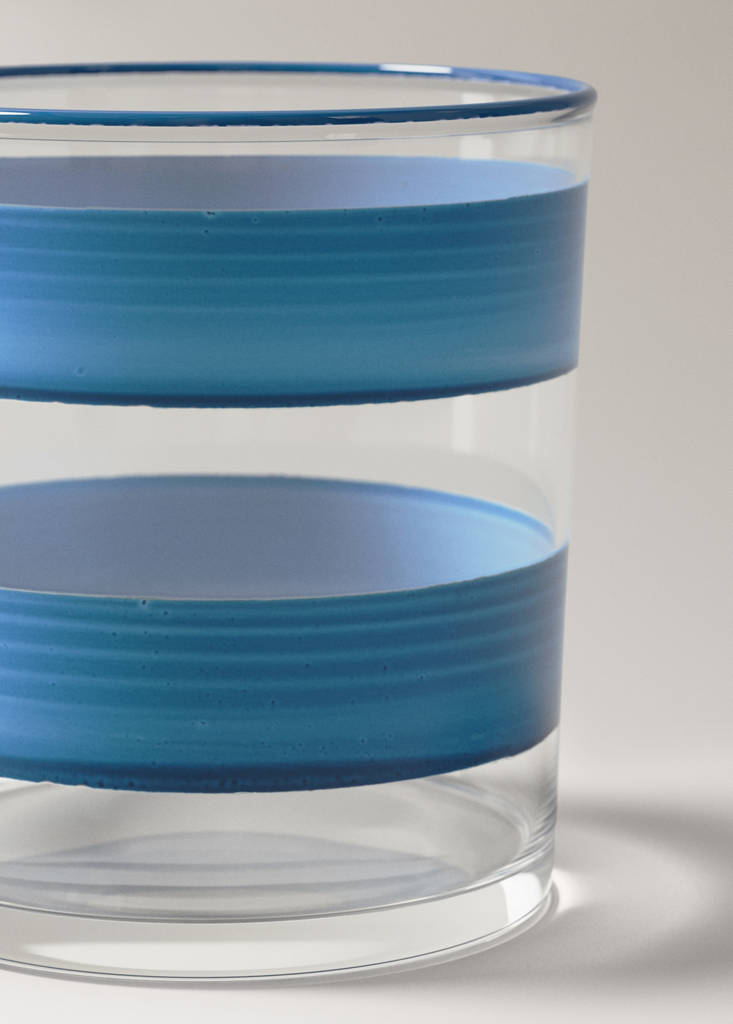 Striped glass vase — Blue