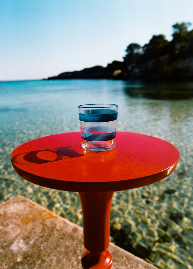 Striped glass vase — Blue