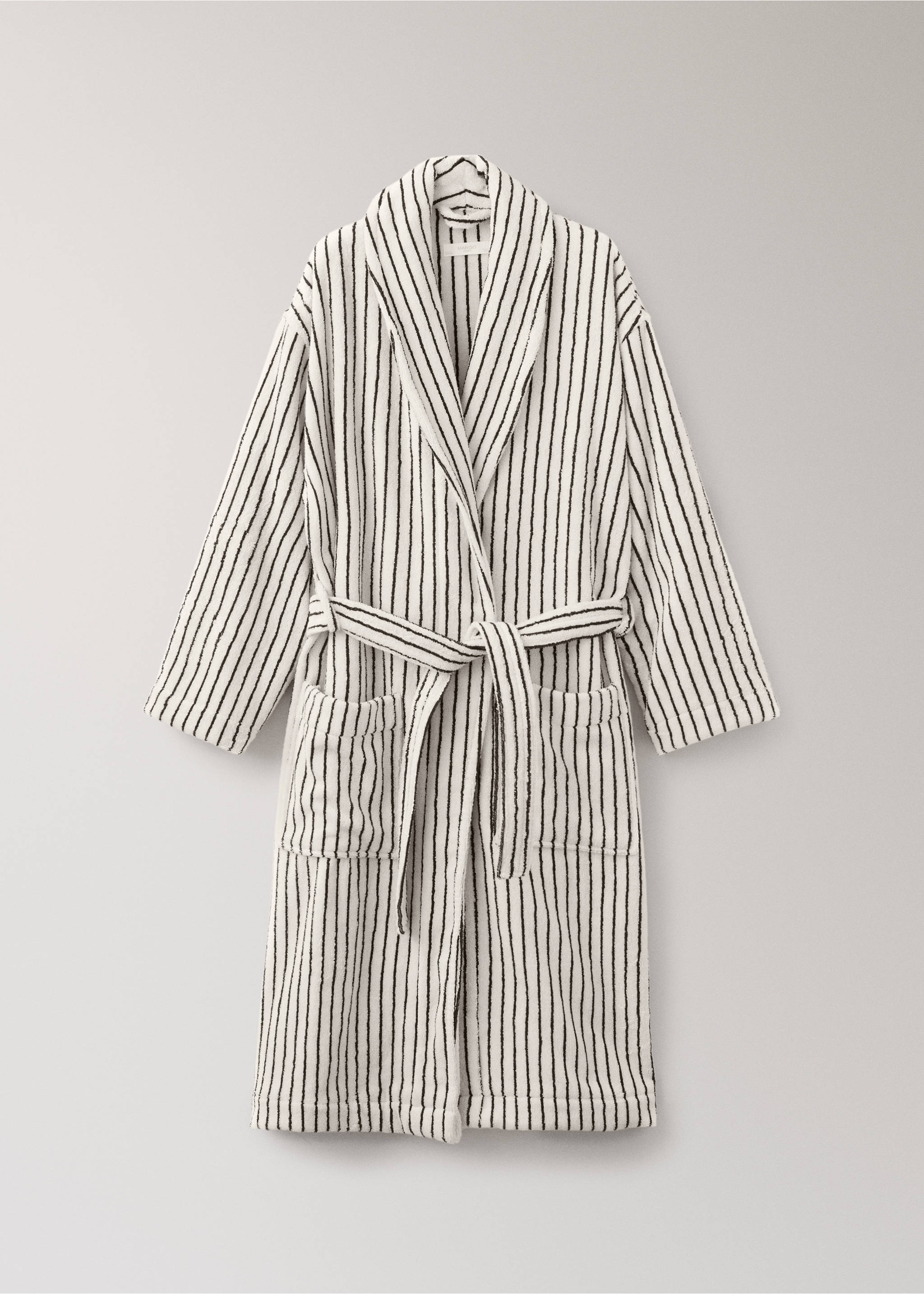 Two-tone striped bathrobe - Article without model, Off White. Ref: 27061527-00.