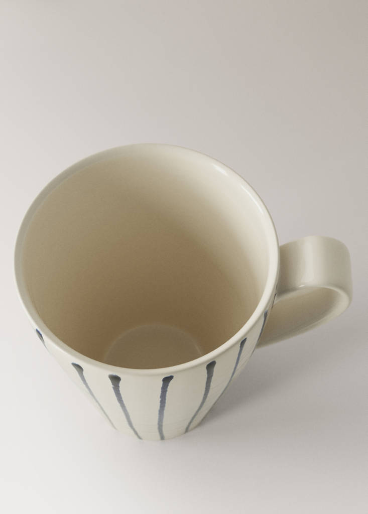 Stoneware striped tea cup — Navy