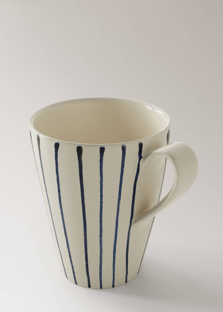 Stoneware striped tea cup — Navy