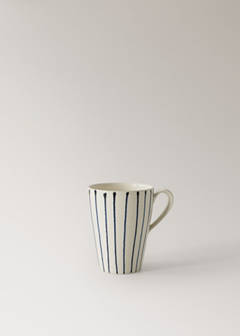 Stoneware striped tea cup — Navy 6
