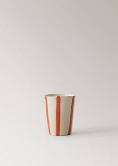 Striped stoneware coffee cup — Red 5