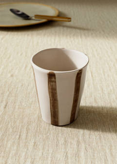 Striped stoneware coffee cup — Russet 1