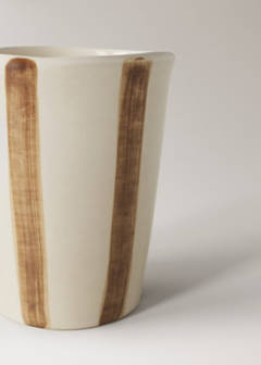 Striped stoneware coffee cup — Russet 3