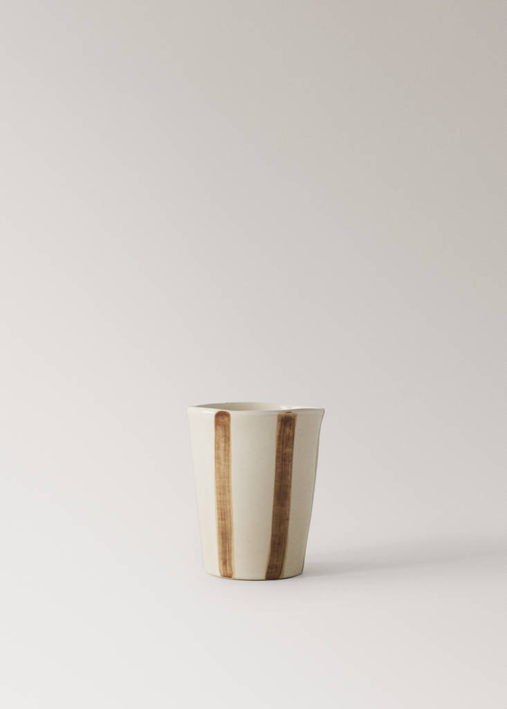 Striped stoneware coffee cup — Russet
