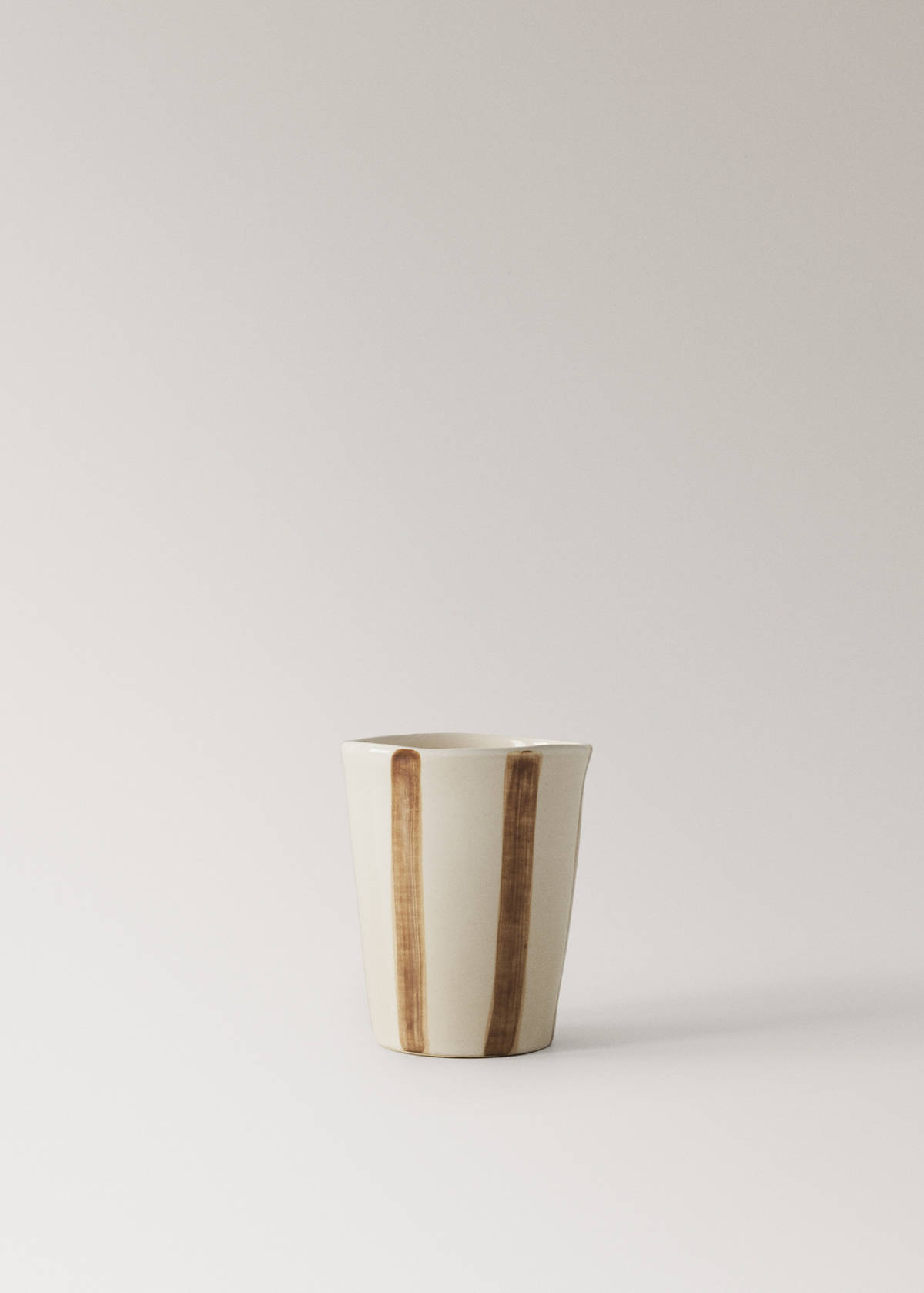 Striped stoneware coffee cup — Russet