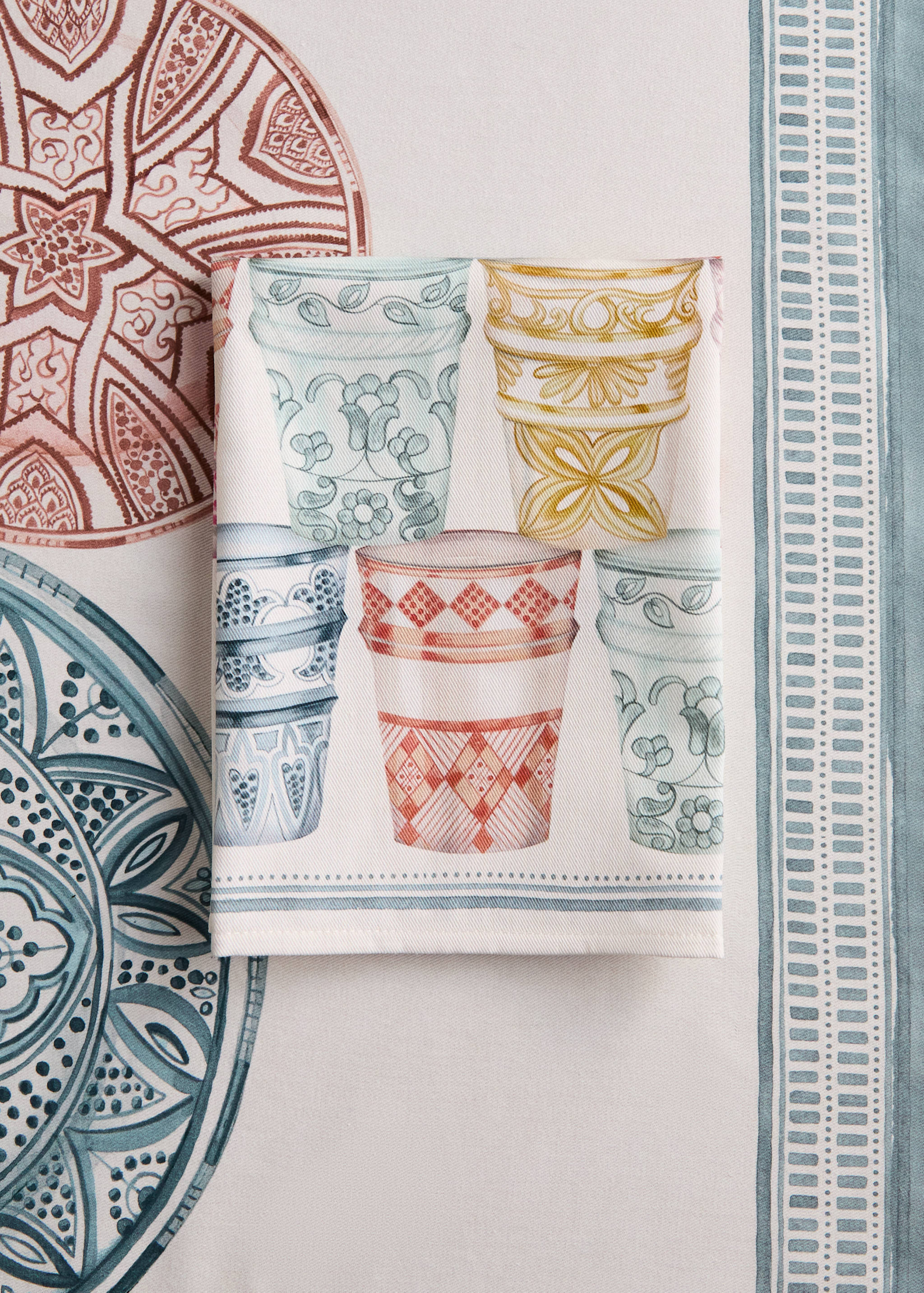 Cotton napkins Moroccan-style tumblers - General plane