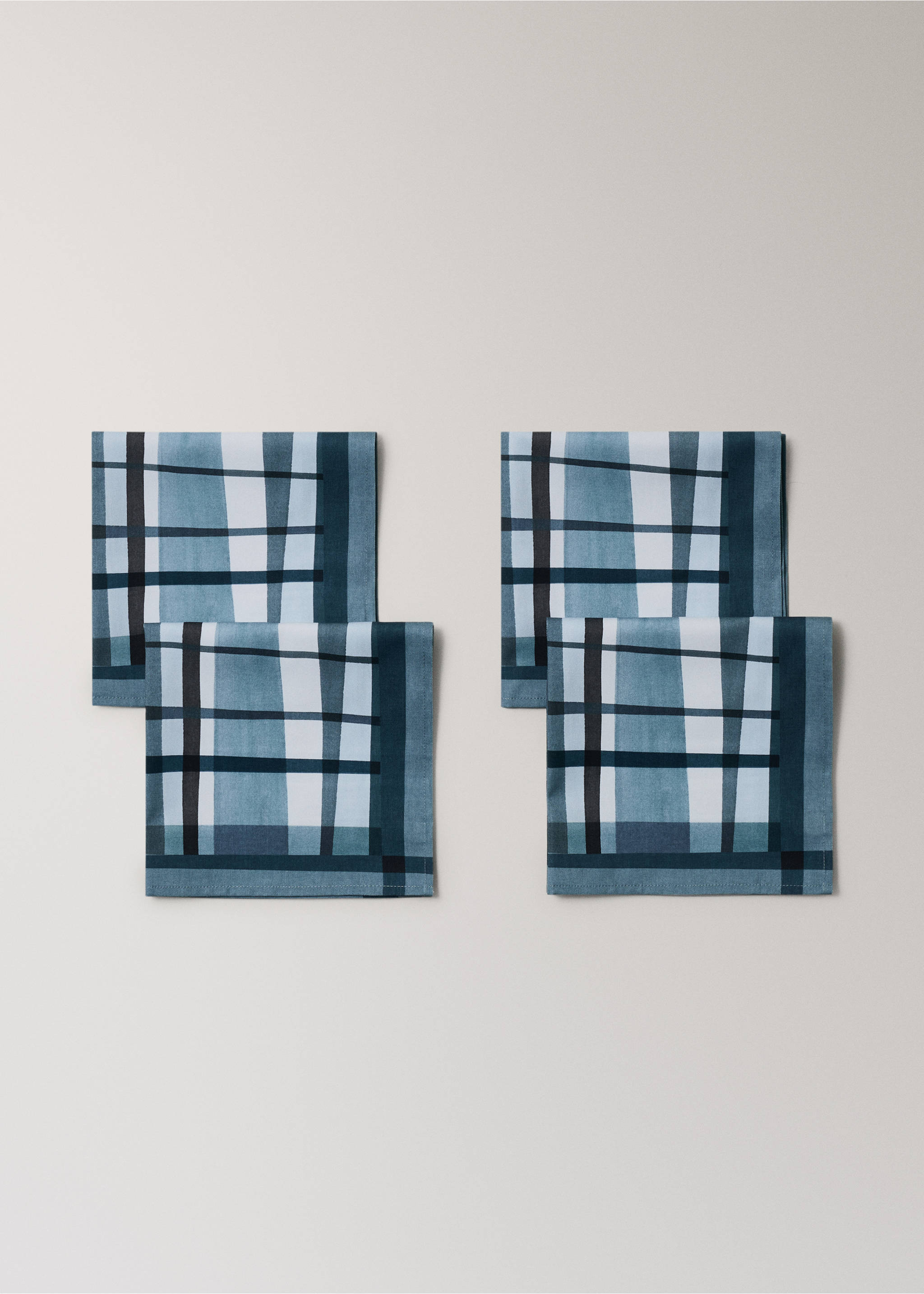 Cotton napkins with irregular check pattern - Details of the article 1, Blue. Ref: 27062005-00.