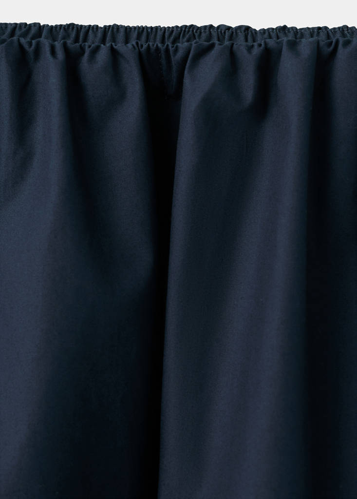 Midi cotton skirt with pleats — Navy