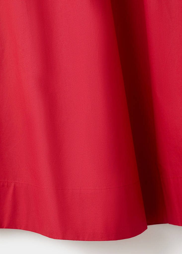 Midi cotton skirt with pleats — Red
