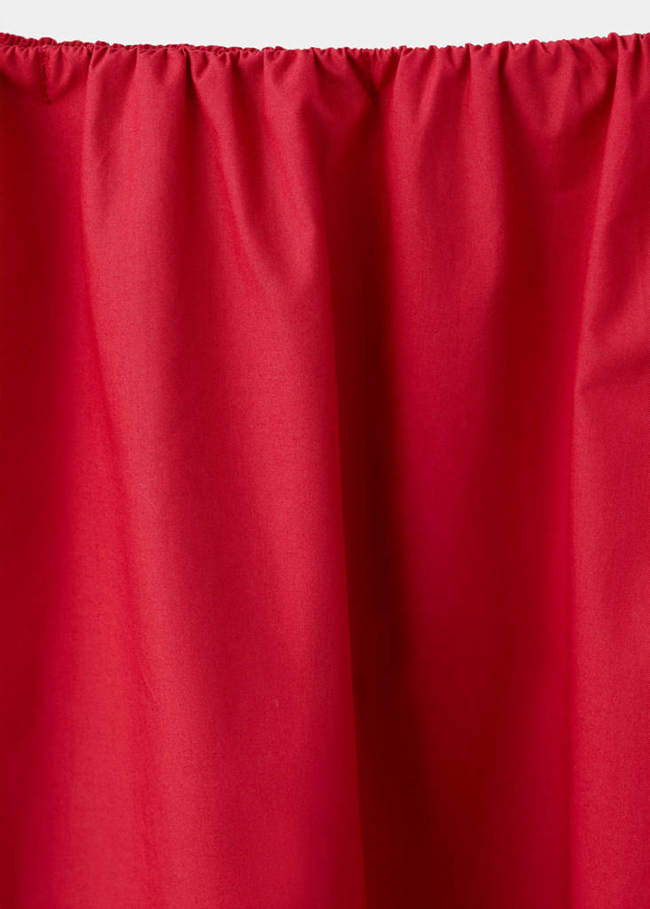 Midi cotton skirt with pleats — Red