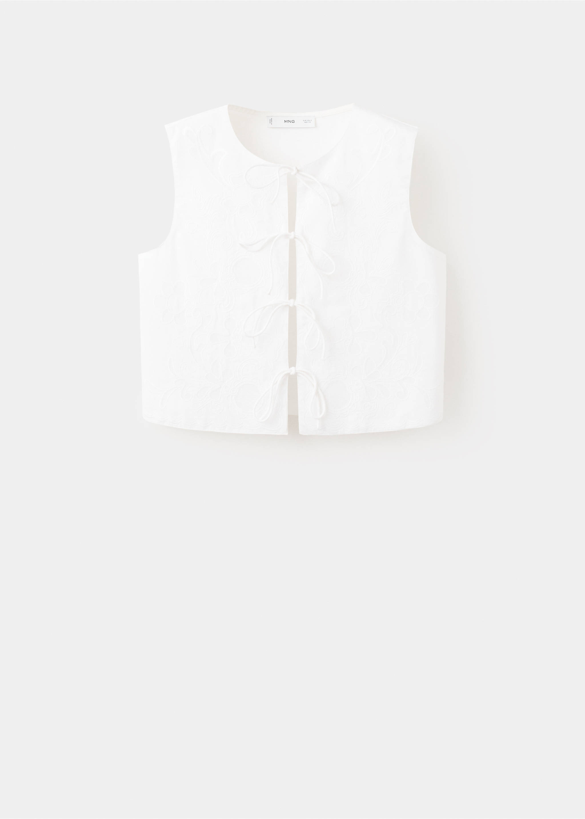 Colete bordado com laços - Artigo sem modelo, Branco. Ref: 27062539-00.