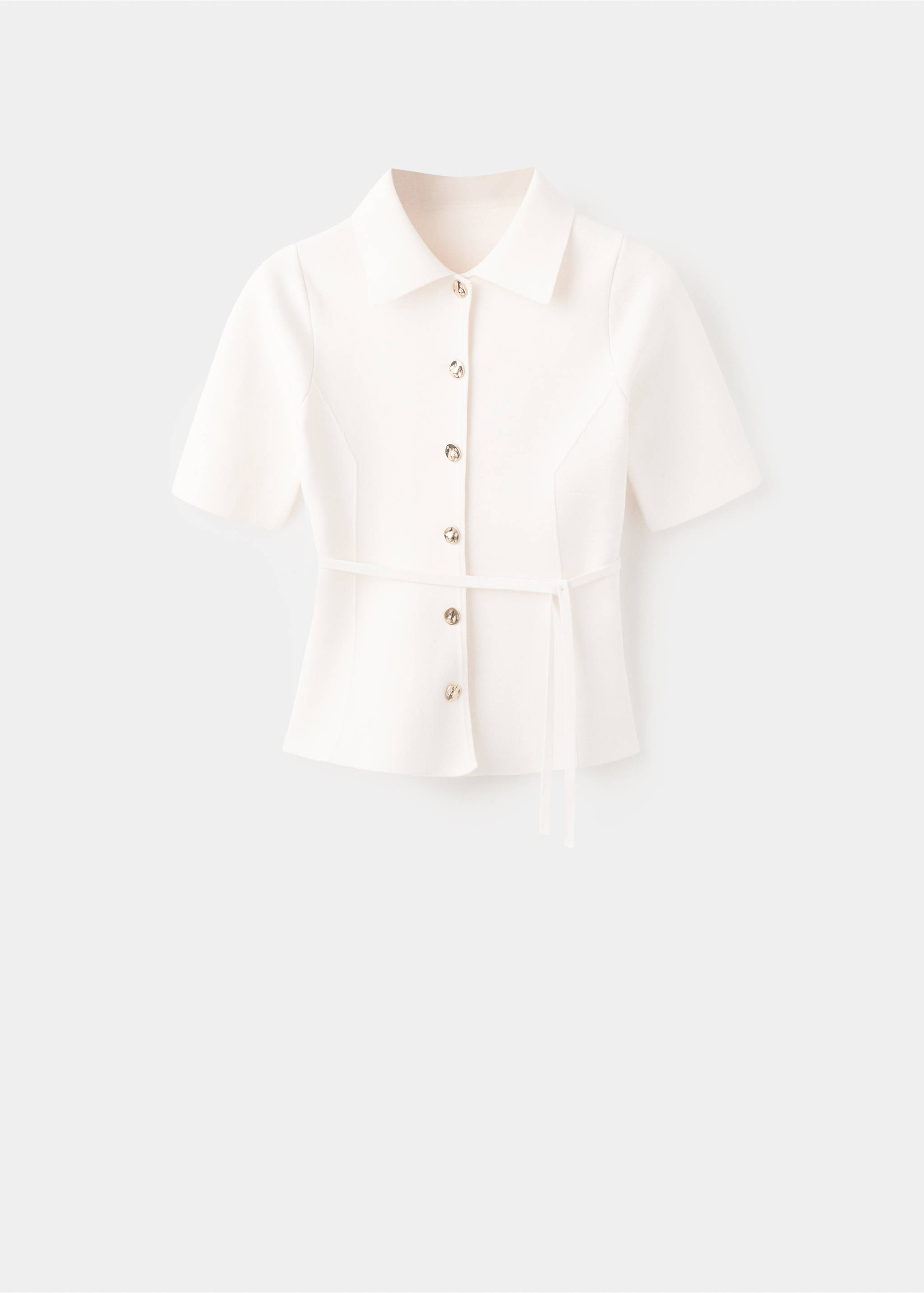 폴로 칼라가 있는 니트 재킷 - 모델 없는 상품, 오프 화이트. Ref: 27062540-00.