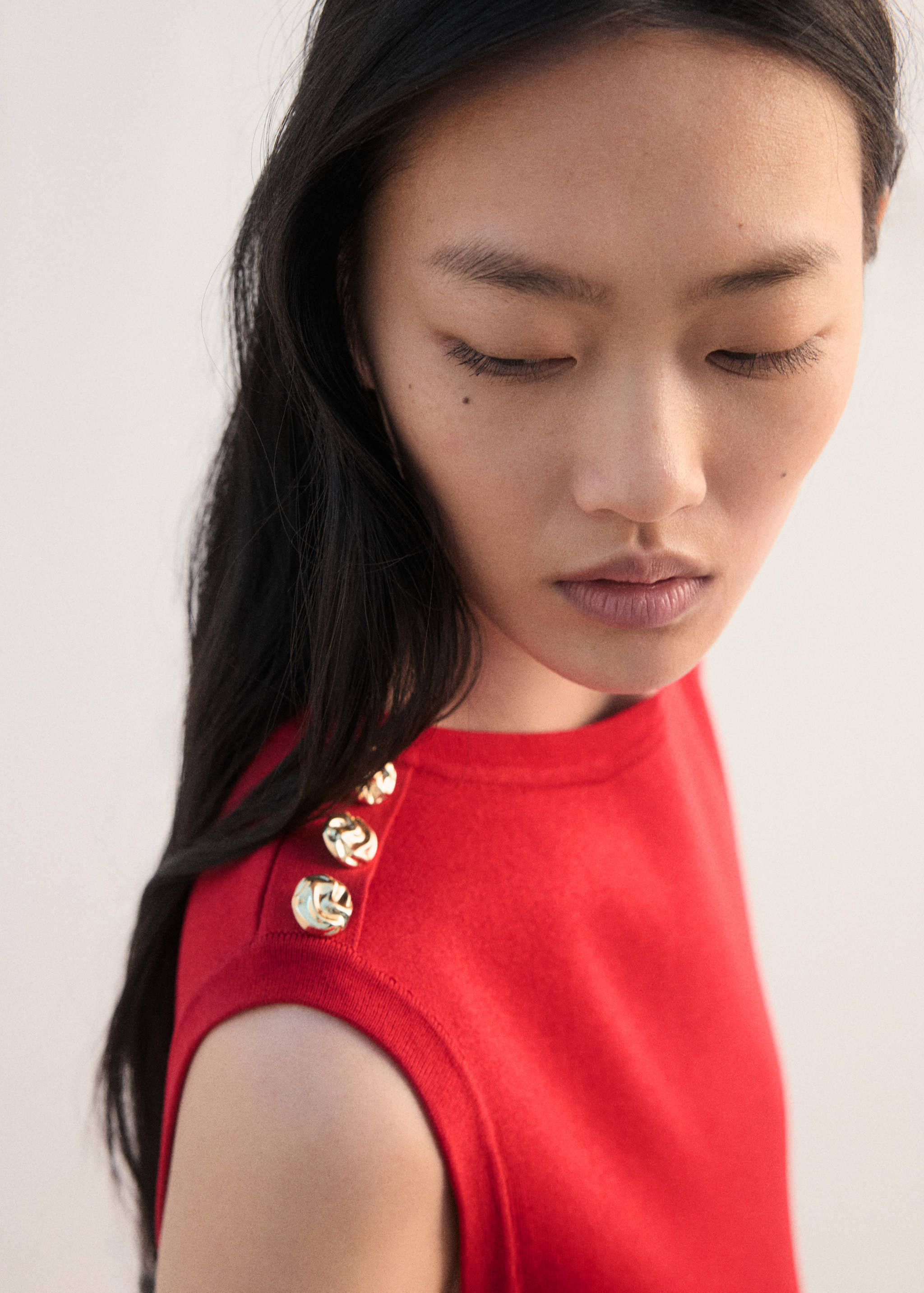 Peplum knit dress with buttons - Details of the article 1