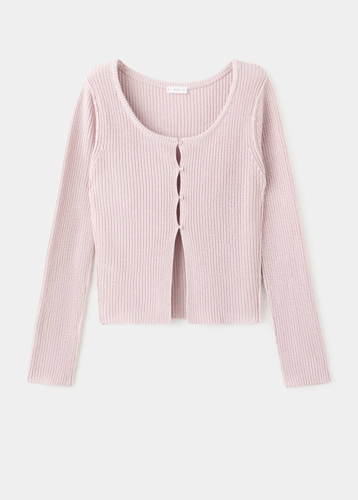 Knitted button cardigan — Light Pink