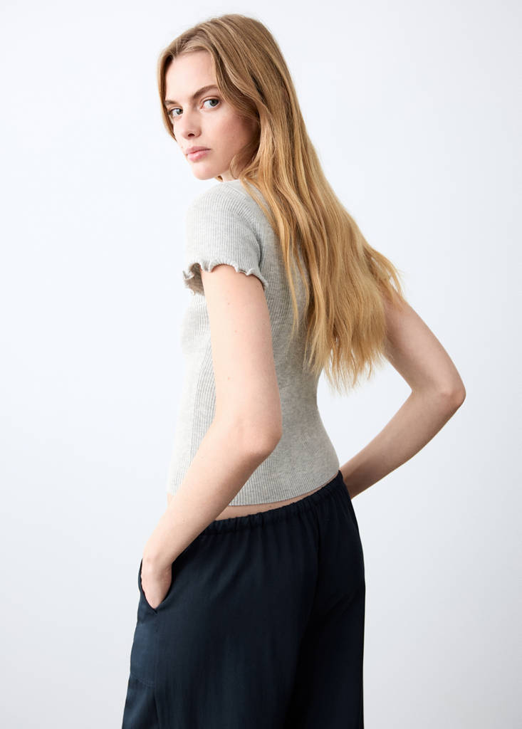 Knitted short-sleeve t-shirt — Medium Heather Grey
