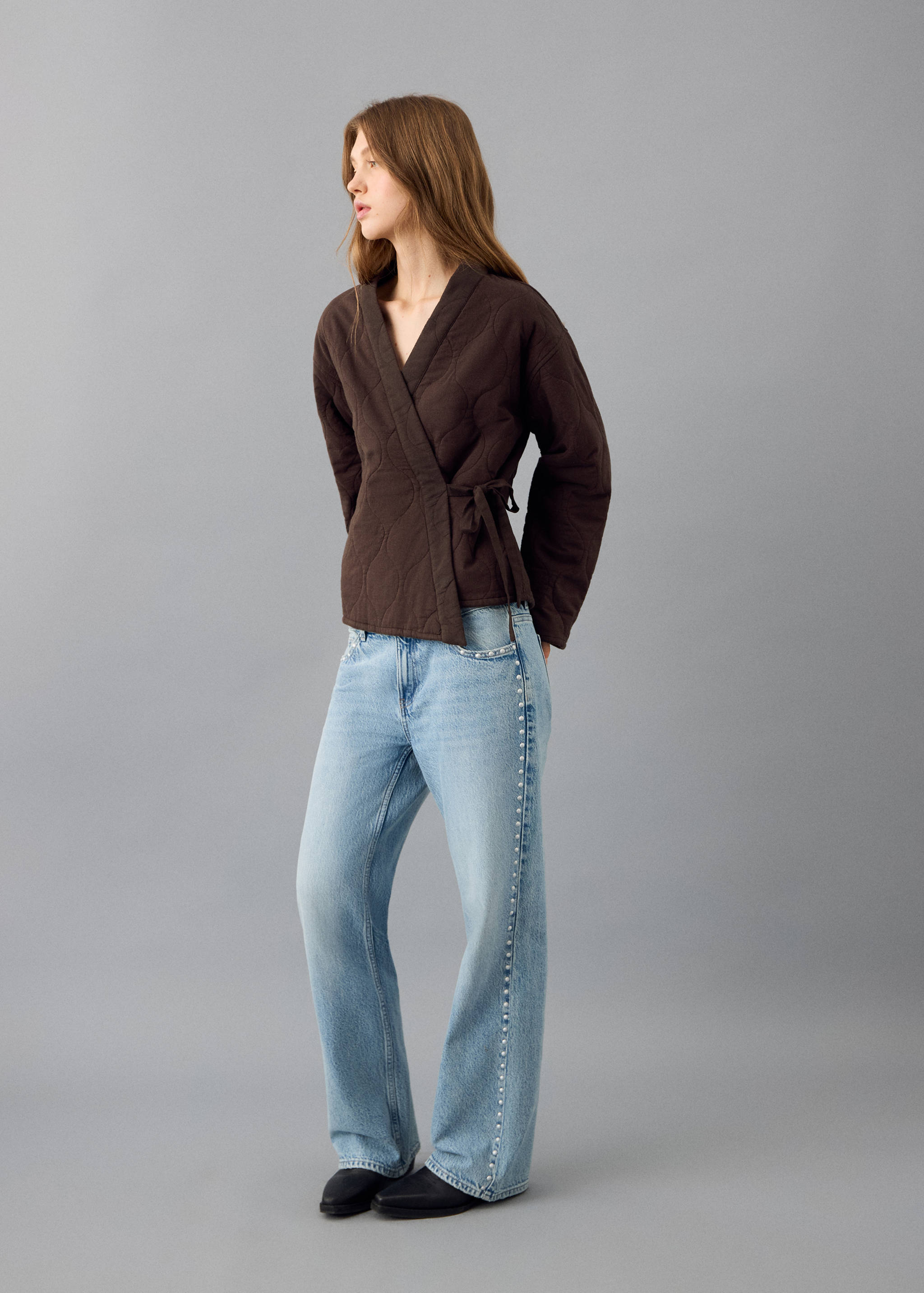 Quilted kimono with tie - General plane