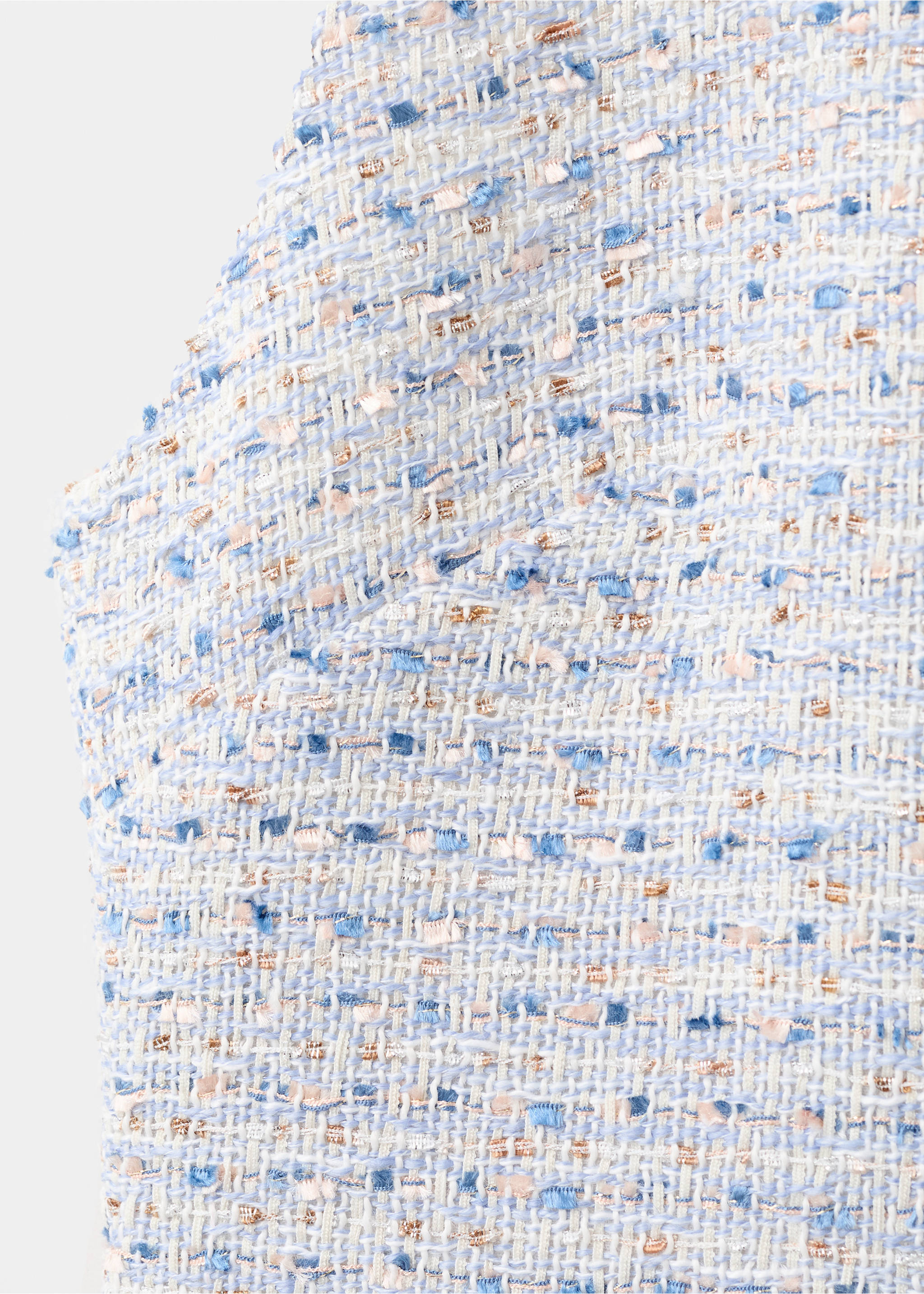 Tweed dress with bejewelled collar - Details of the article 8, Sky Blue. Ref: 27062546-00.