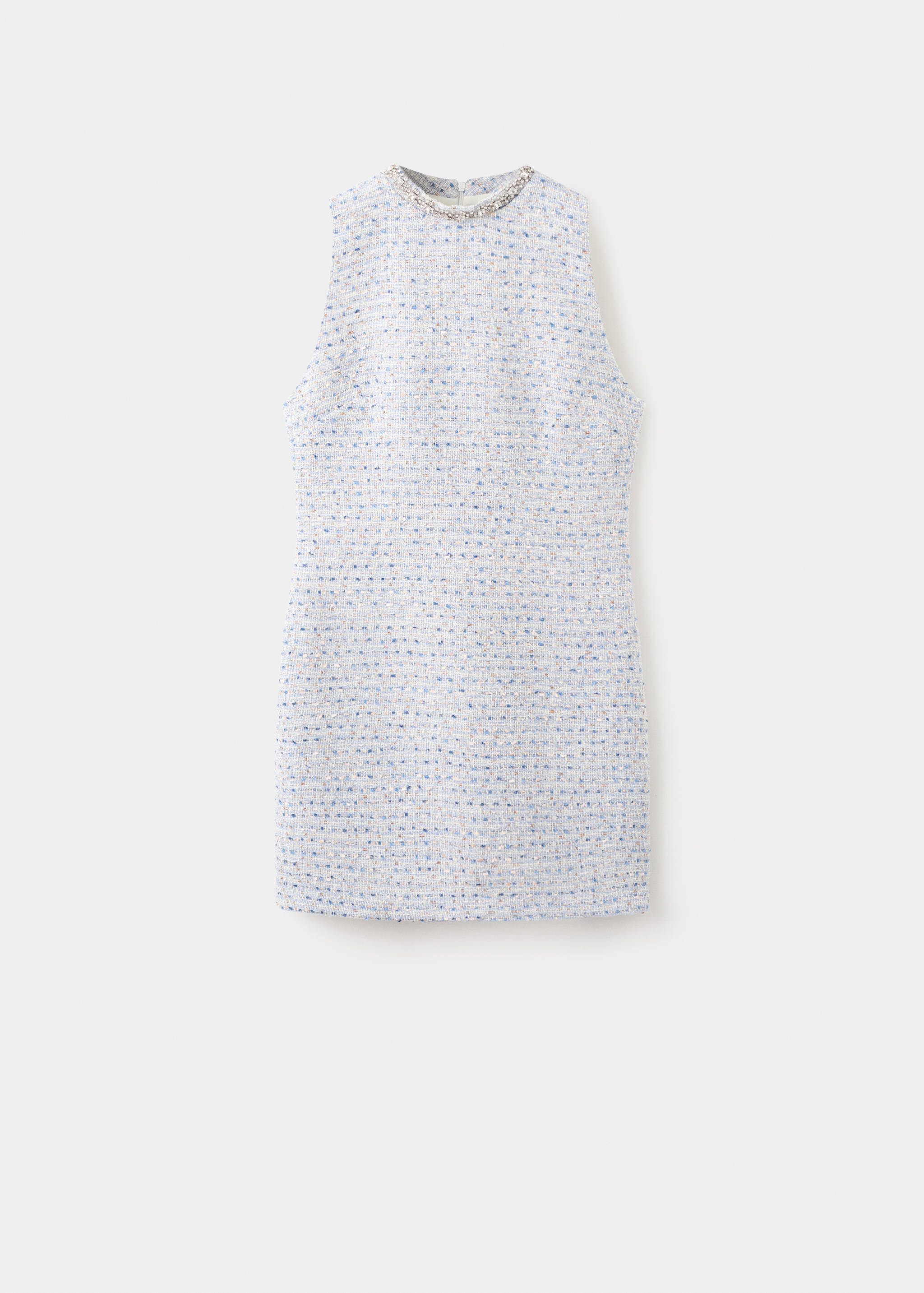 Vestido de tweed de gola com pedraria - Artigo sem modelo