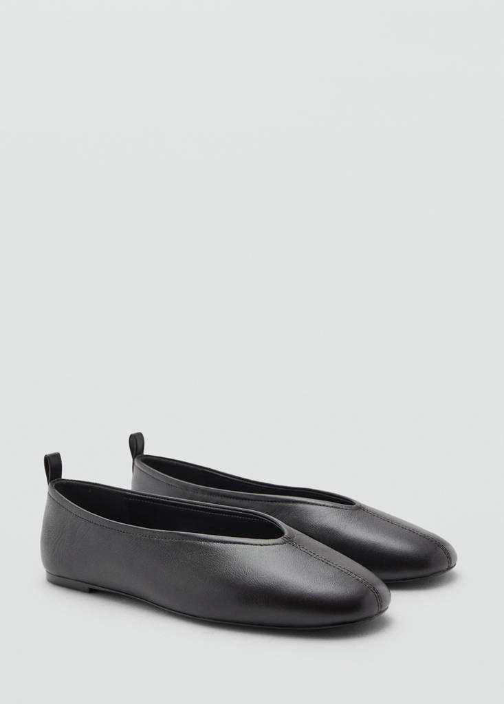 Leather flat shoes — Chocolate