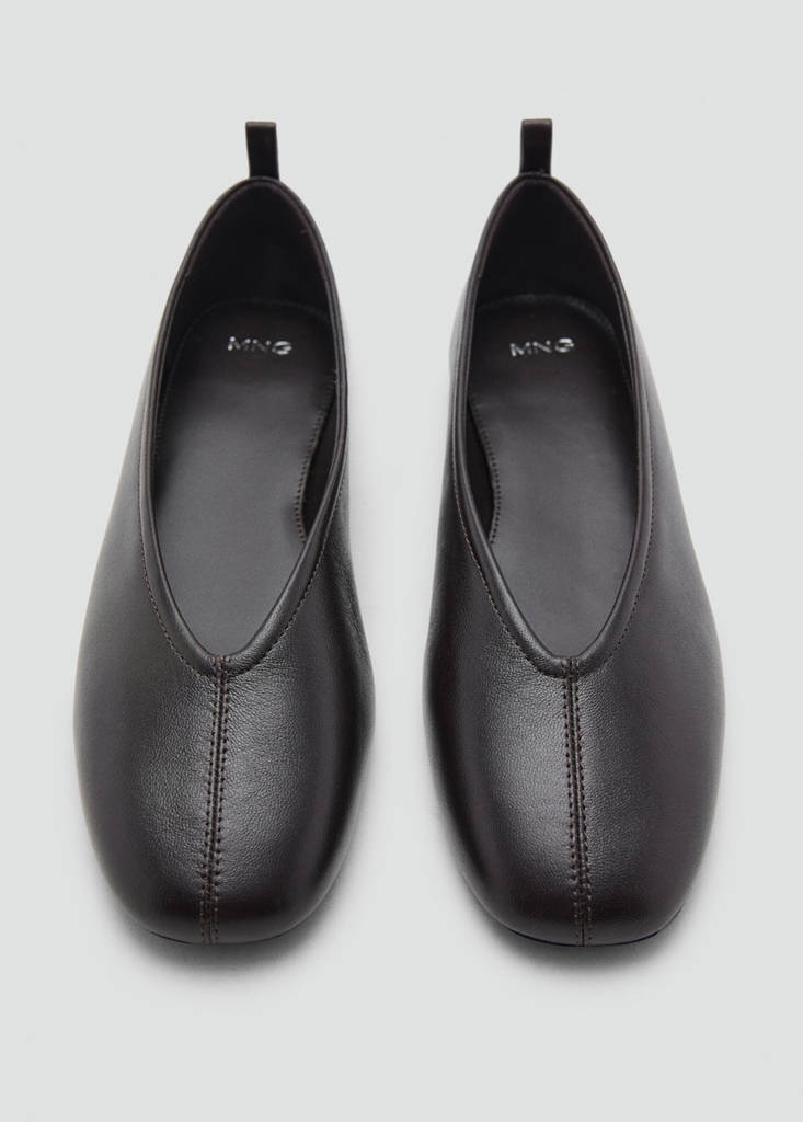 Leather flat shoes — Chocolate