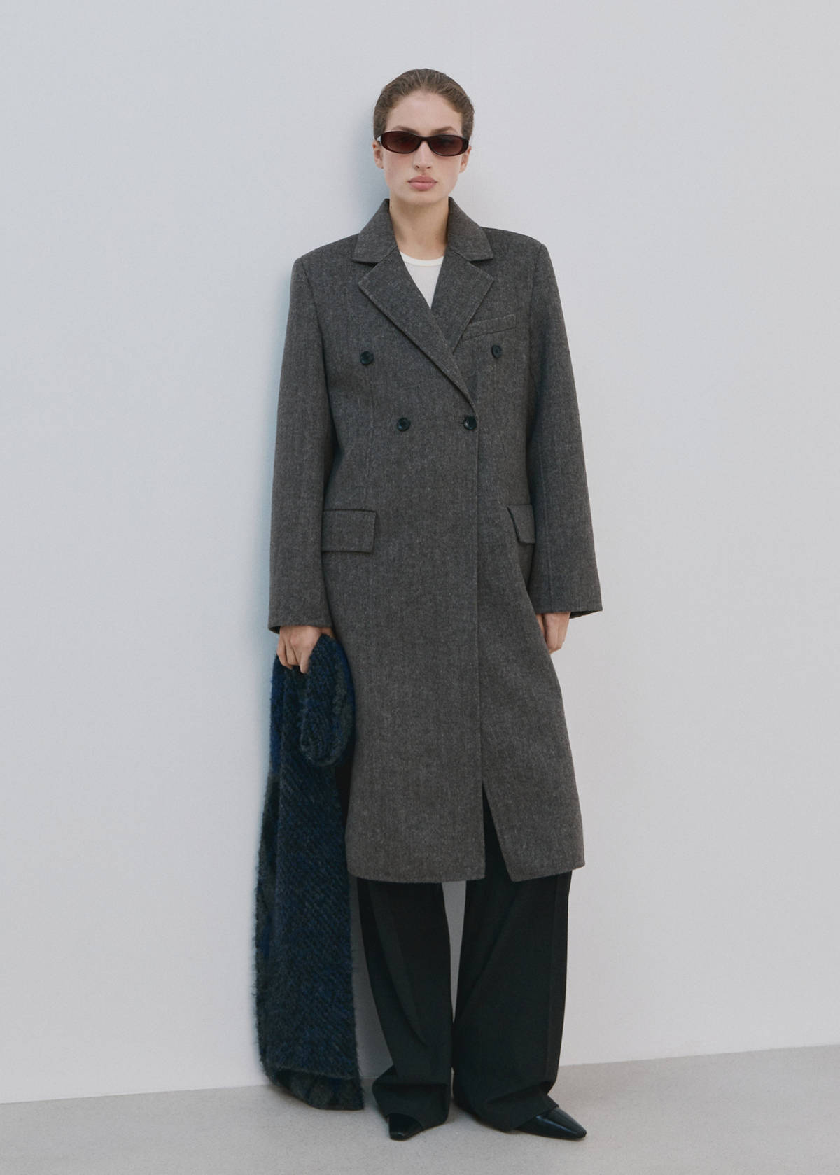 Double-breasted wool coat — Grey