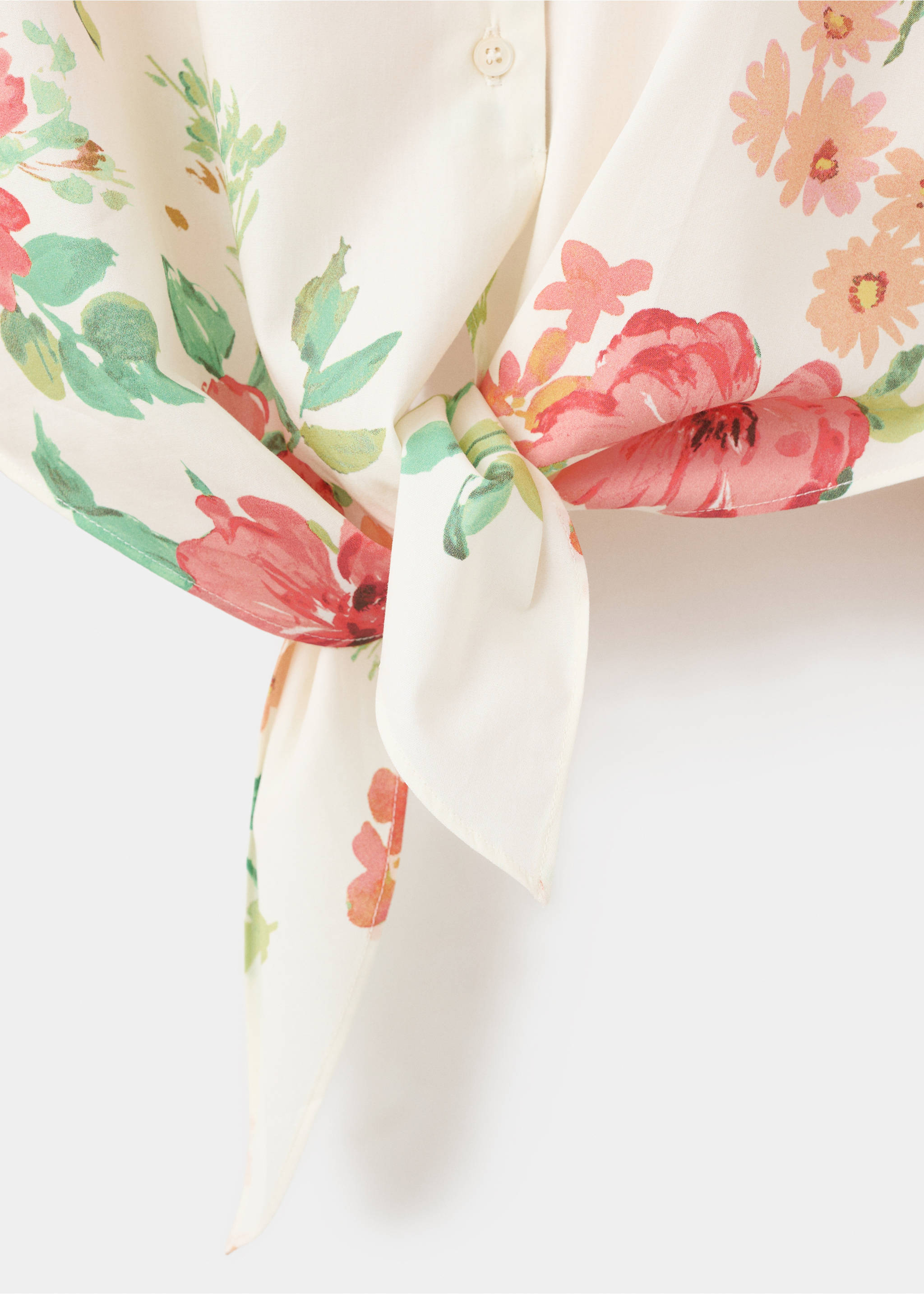 花朵绳结衬衫 - null, 灰白. Ref: 27062550-00.