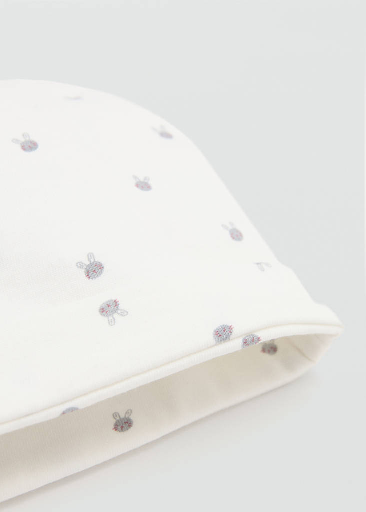 Printed cap with knot detail — Off White