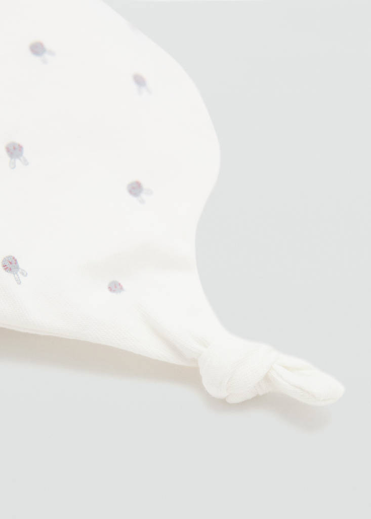Printed cap with knot detail — Off White
