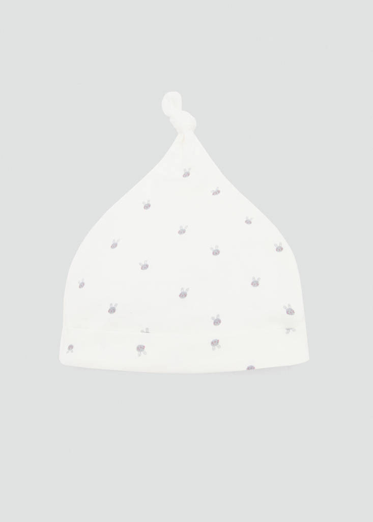 Printed cap with knot detail — Off White