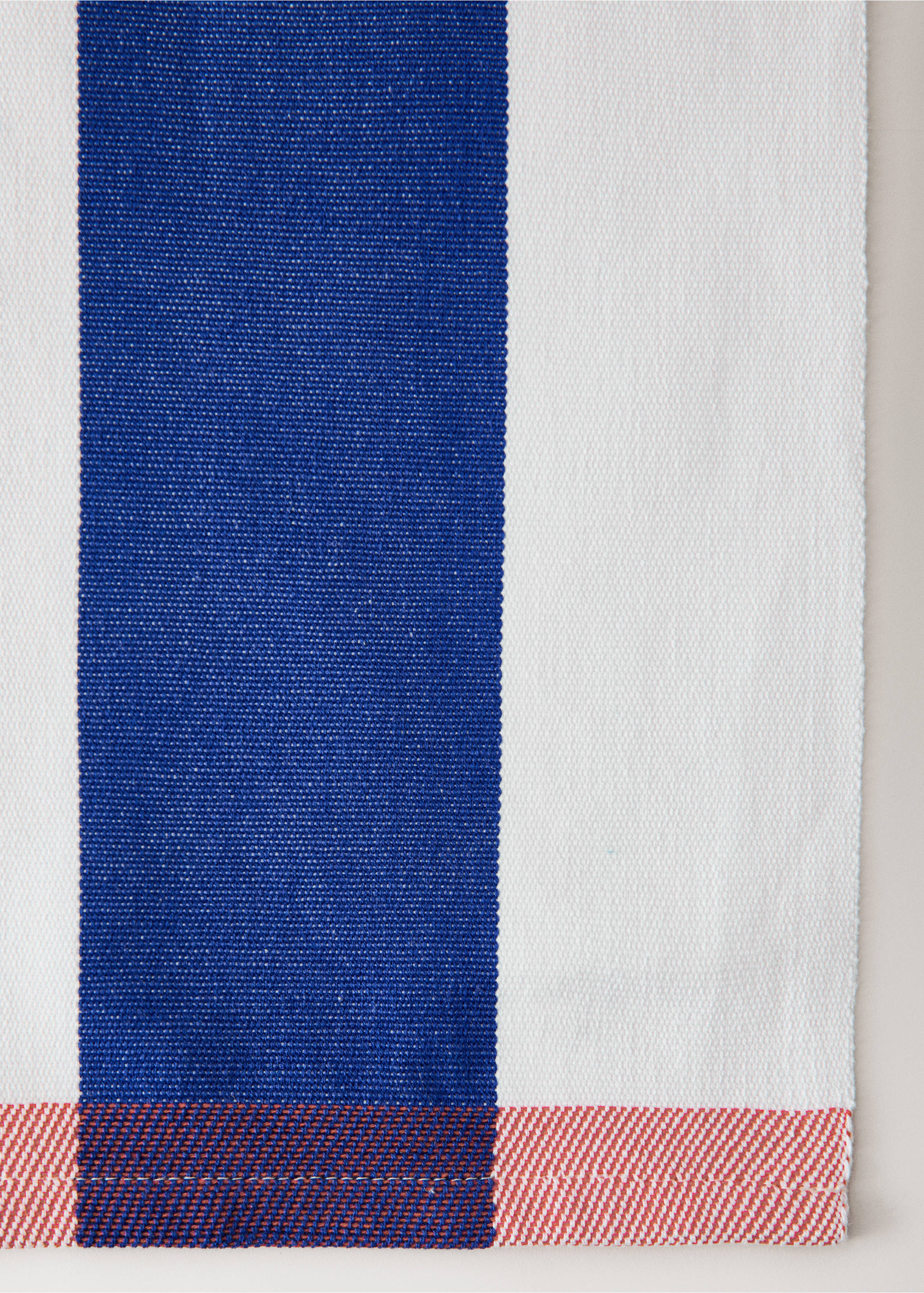 Běhoun na stůl s potiskem pruhů 100% bavlna - Detail zboží 2, Modrá. Ref: 27062553-00.