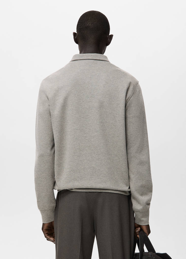 Regular-fit zip-neck sweatshirt — Medium Brown