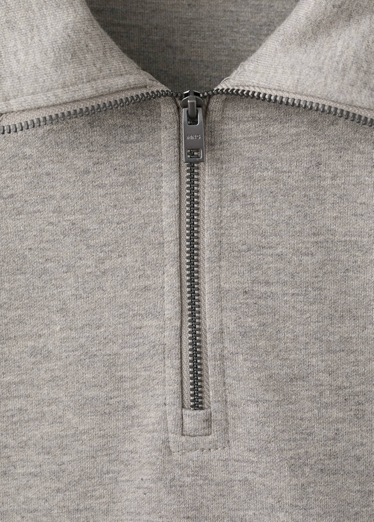 Regular-fit zip-neck sweatshirt — Medium Brown
