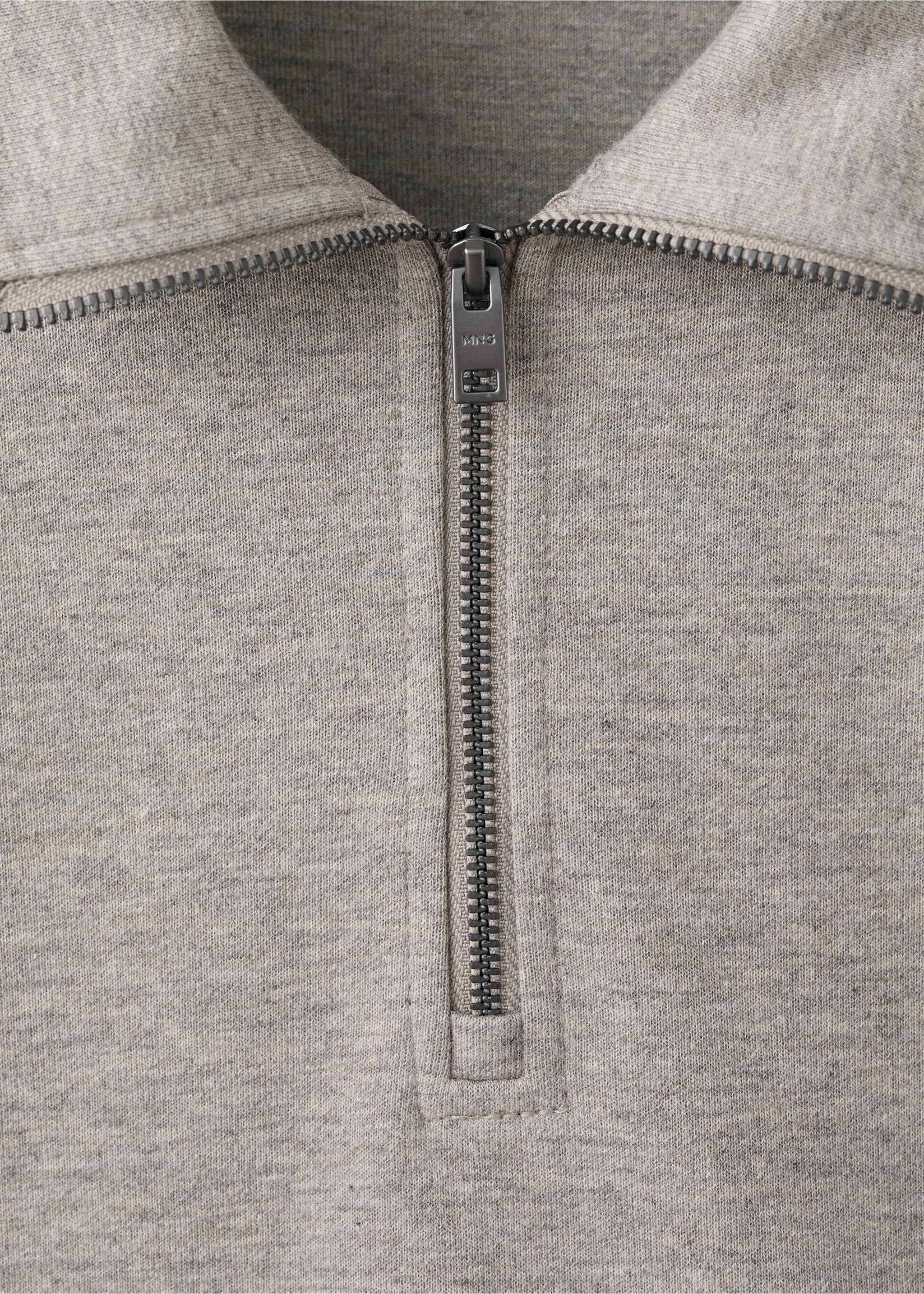 Regular-fit zip-neck sweatshirt - Details of the article 8, Medium Brown. Ref: 27062887-00.