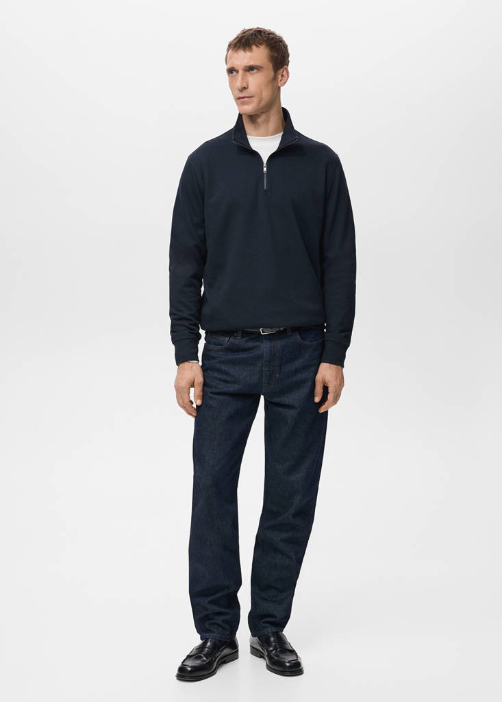 Regular-fit zip-neck sweatshirt — Navy