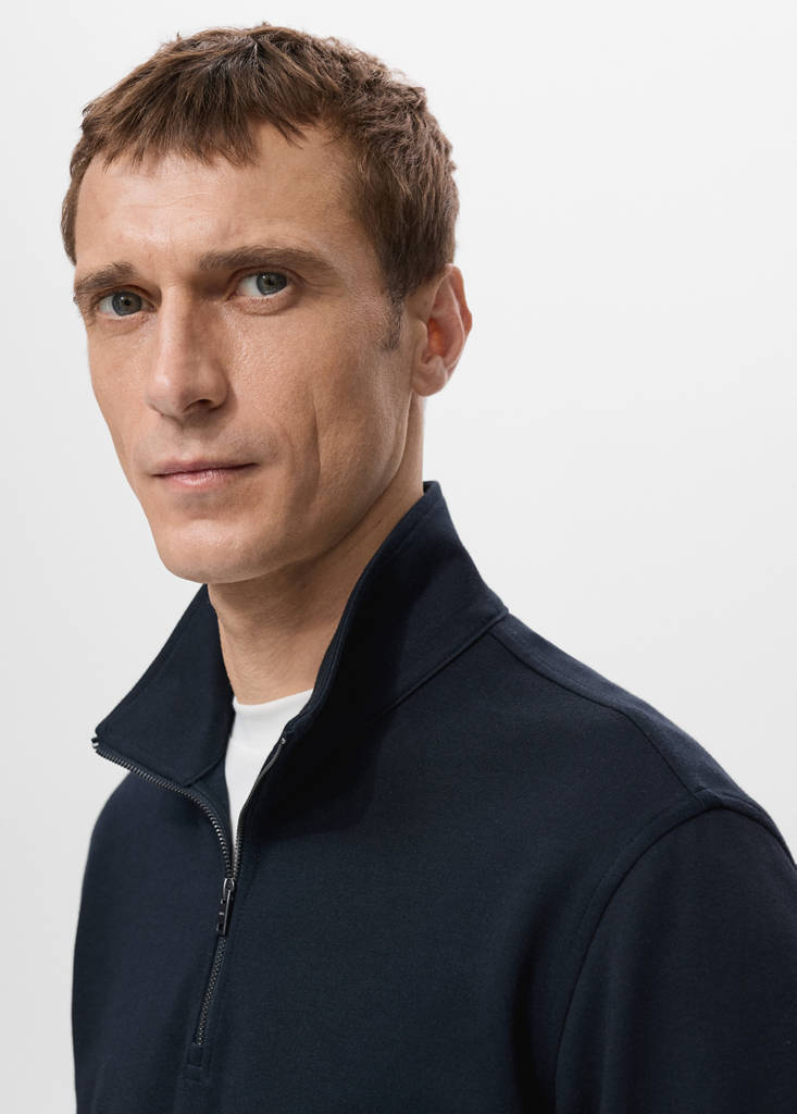 Regular-fit zip-neck sweatshirt — Navy