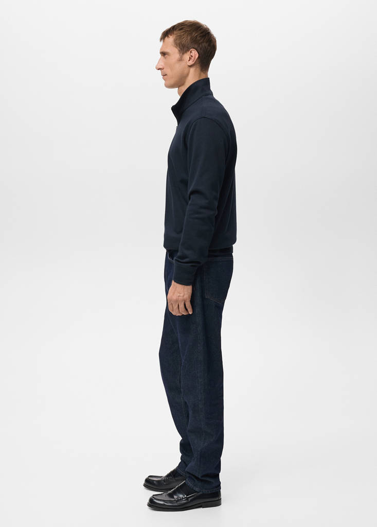 Regular-fit zip-neck sweatshirt — Navy