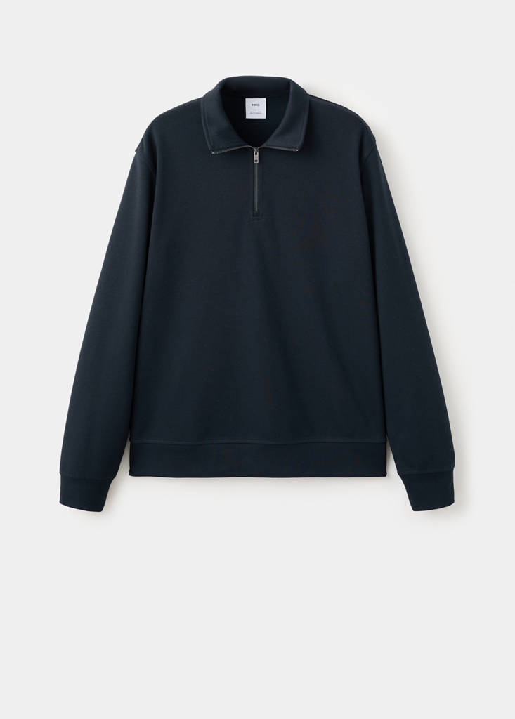 Regular-fit zip-neck sweatshirt — Navy