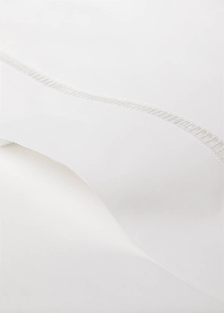 Percale cotton hemstitched flat sheet Superking bed — White