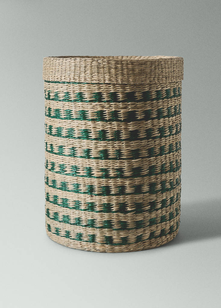 Cesta larga fibras naturales bicolor