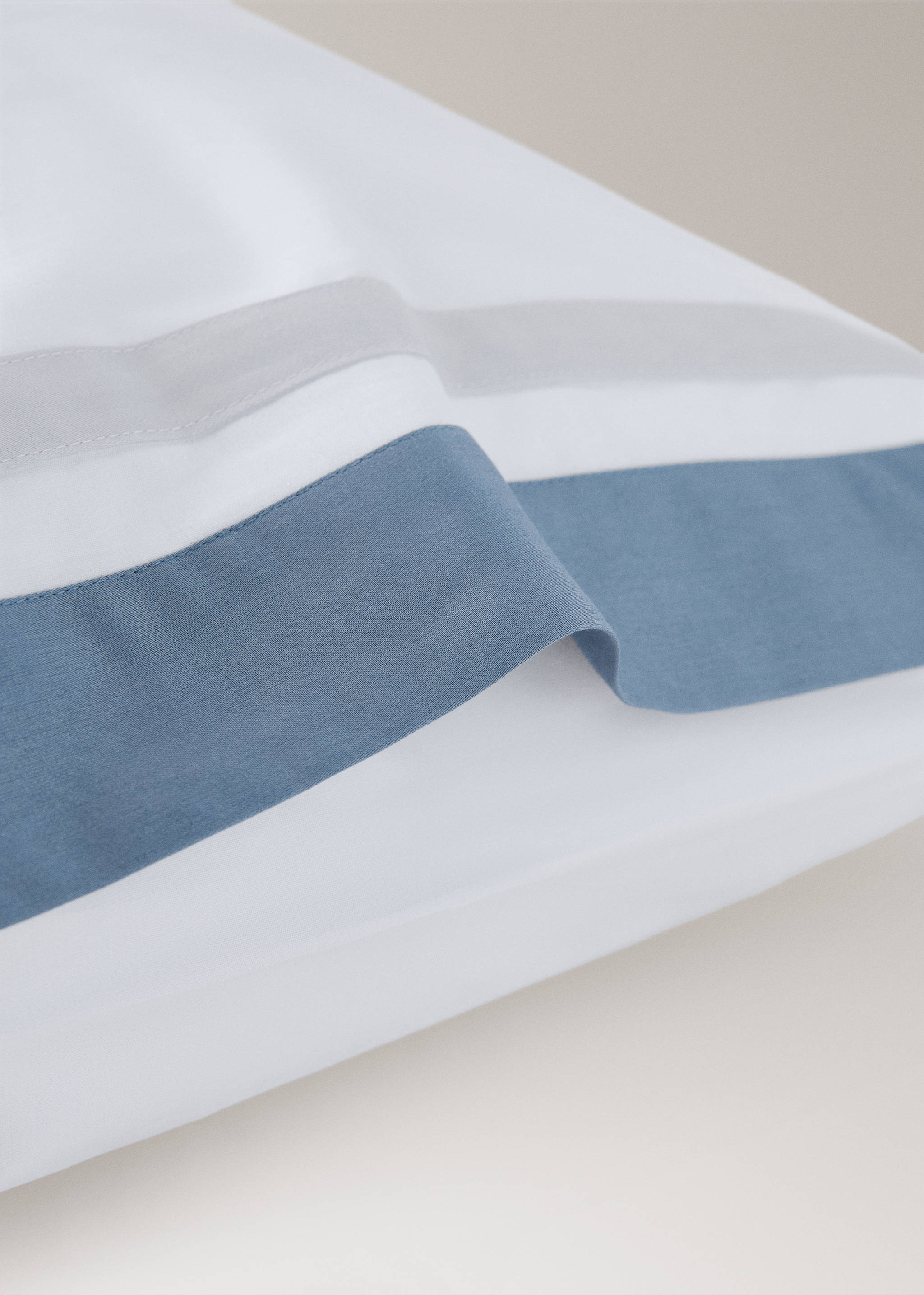 Two pillowcases with wide satin contrast band 50x75 cm - Details of the article 1, Blue. Ref: 27062901-00.