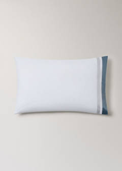 Two pillowcases with wide satin contrast band 50x75 cm — Blue 5